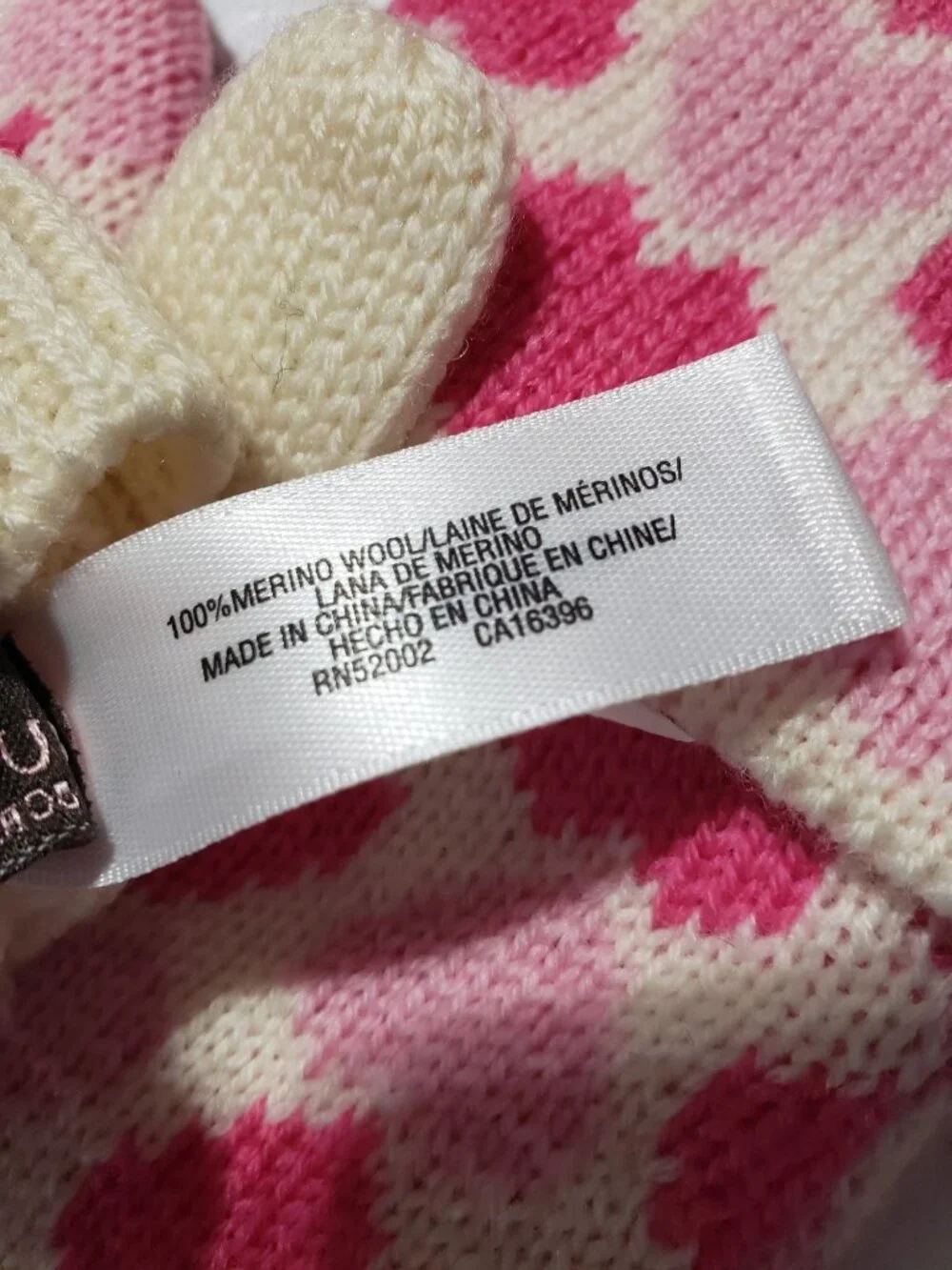 NEW Juicy Couture Girls 100% Merino Wool Mittens Cream Pink Heart Print with Box